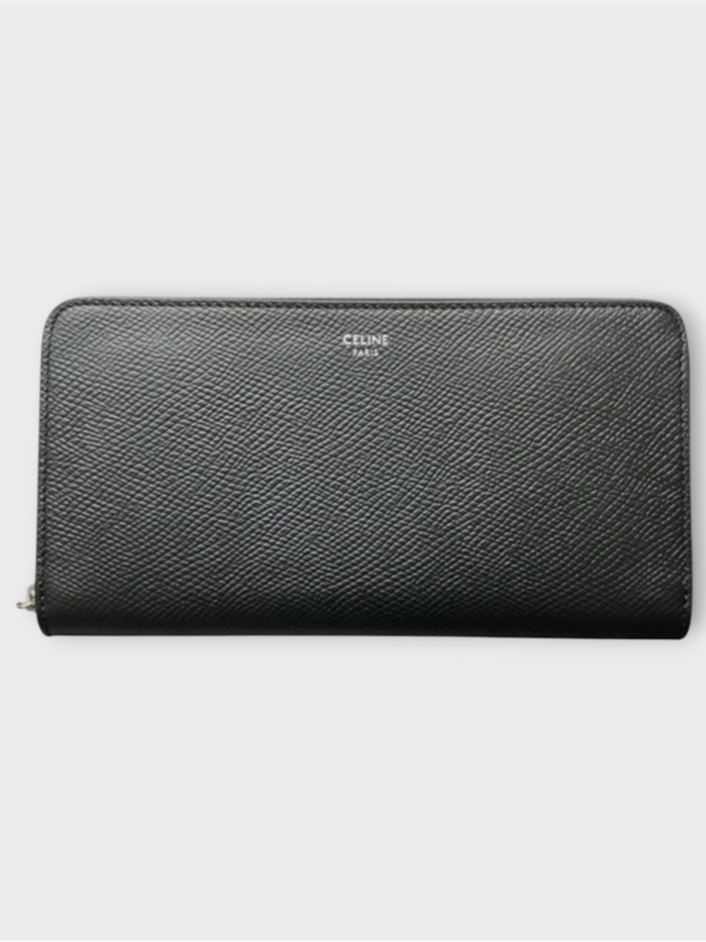 CELINE PARIS Classic Zipper Leather Wallet in Black